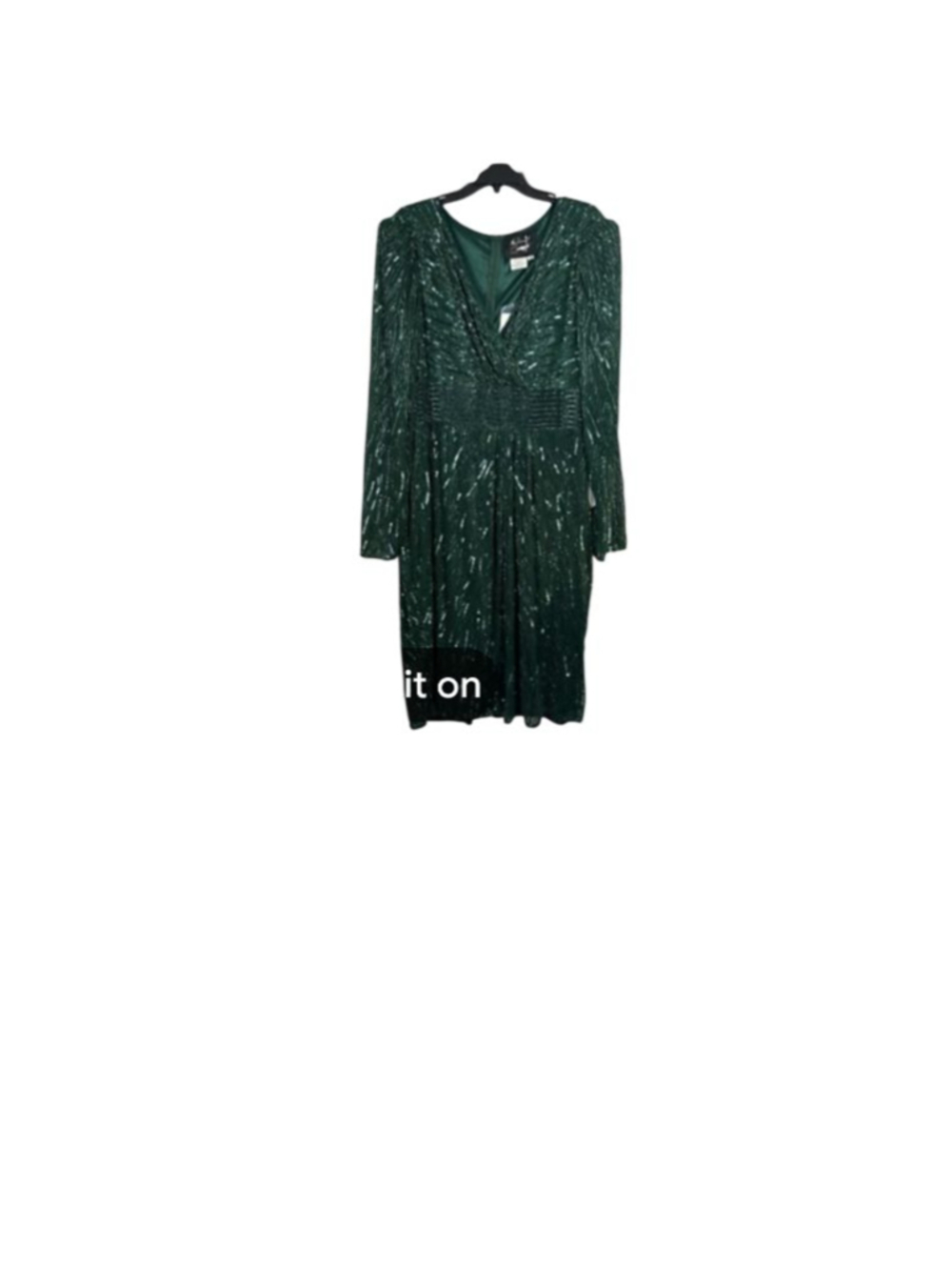 Mac Duggal Emerald Green Long Sleeve Sequin Dress Size 8 - Picture 5 of 8